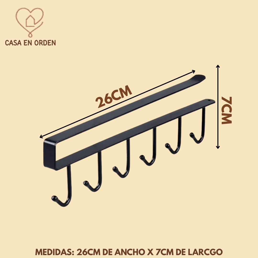 Perchero de 6 Ganchos de Metal