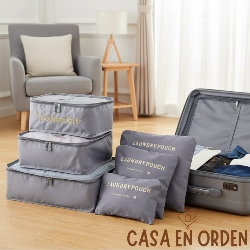 TravelSmart Pack™ ¡Dile adiós al desorden en tu maleta con este set organizador de 6 piezas!