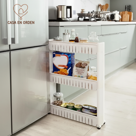 Estantería Carrito Organizador Lateral con Ruedas 3 Estantes