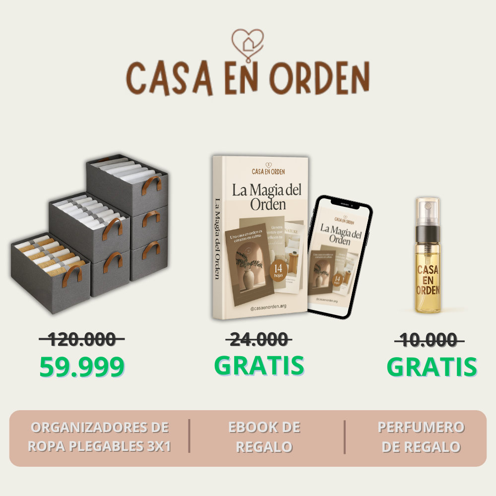 Organizadores de Ropa Plegables (Comprá 1 y lleváte 3) + Ebook + Perfumero de regalo